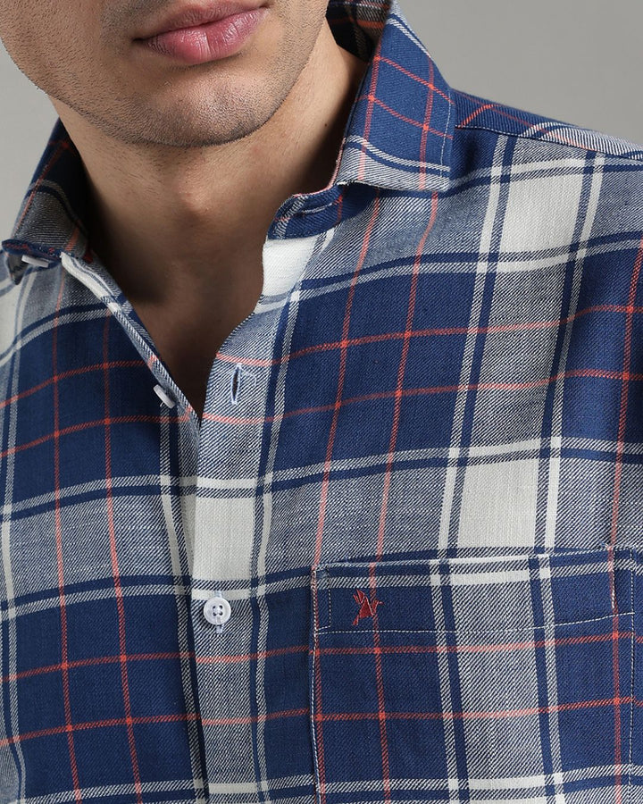 Navy & Orange Line Checks -Full-Stain Proof