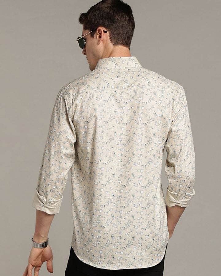 Beige & Teal Print -Full-Stain Proof