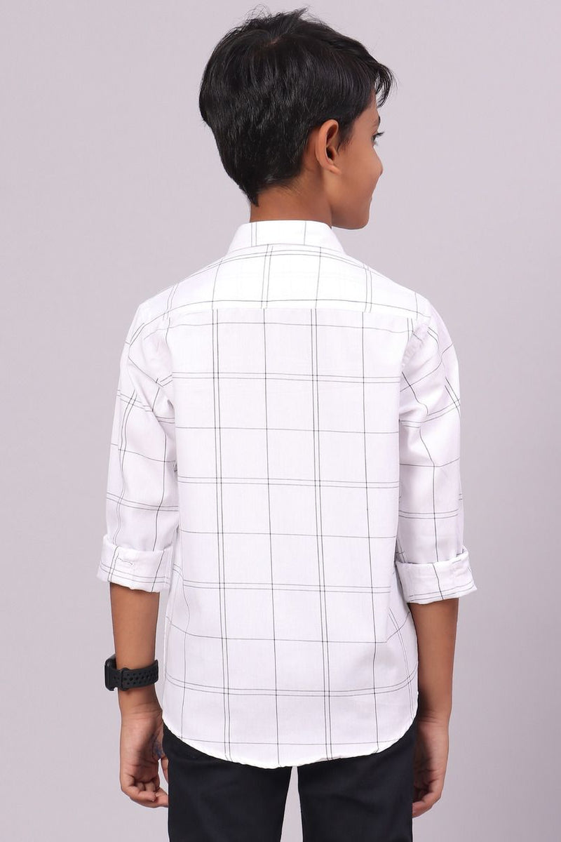 KIDS - White Double Checks-Full-Stain Proof Shirt