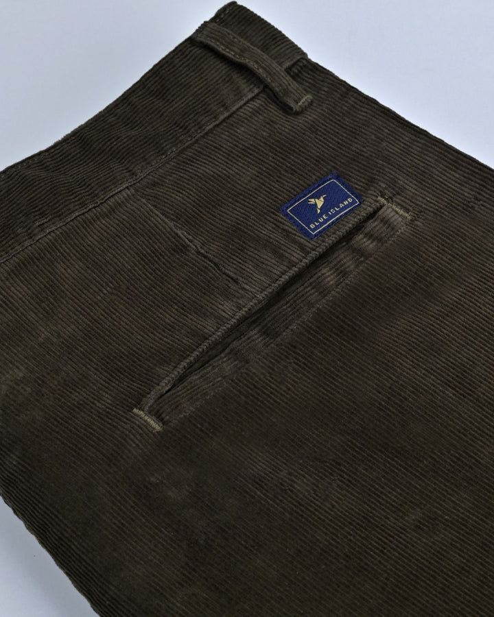 Coffee Brown  Fine Stripe - Corduroy Pant