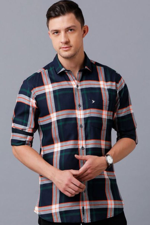 Navy Flannel Checks - Full-Stain Proof