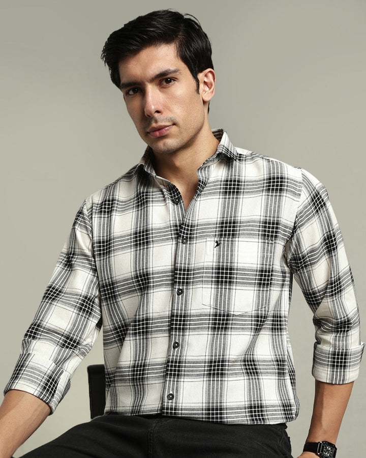White Multi Line Checks - Full-Stain Proof
