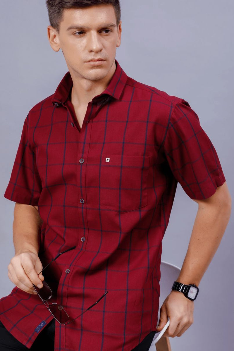 Classy Red Checks - Half Sleeve - Stain Proof