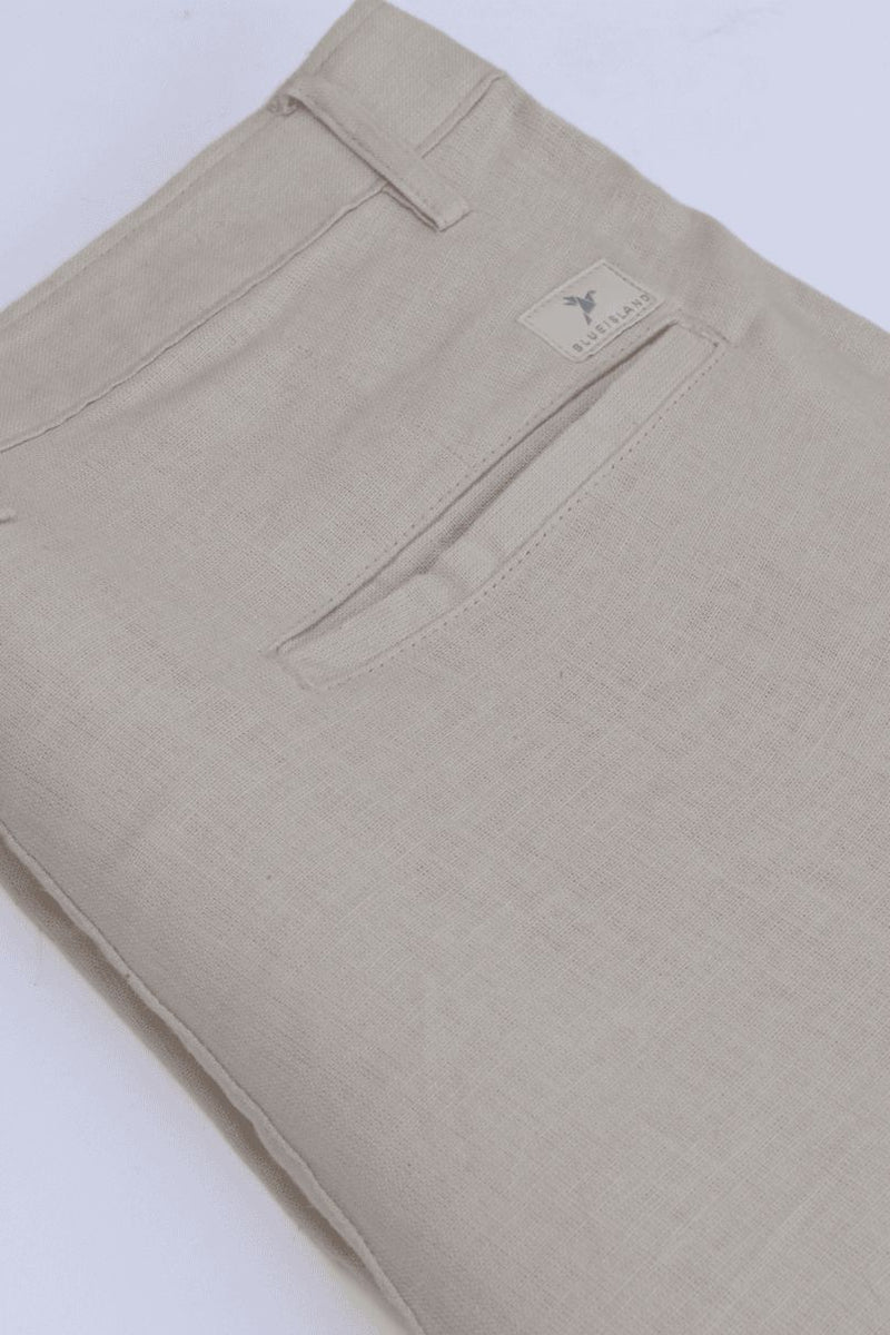 Cream Linen - 2 way stretch - COTTON PANT