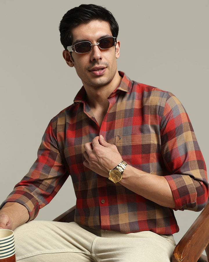 Rust Brown & Grey Checks - Full-Stain Proof
