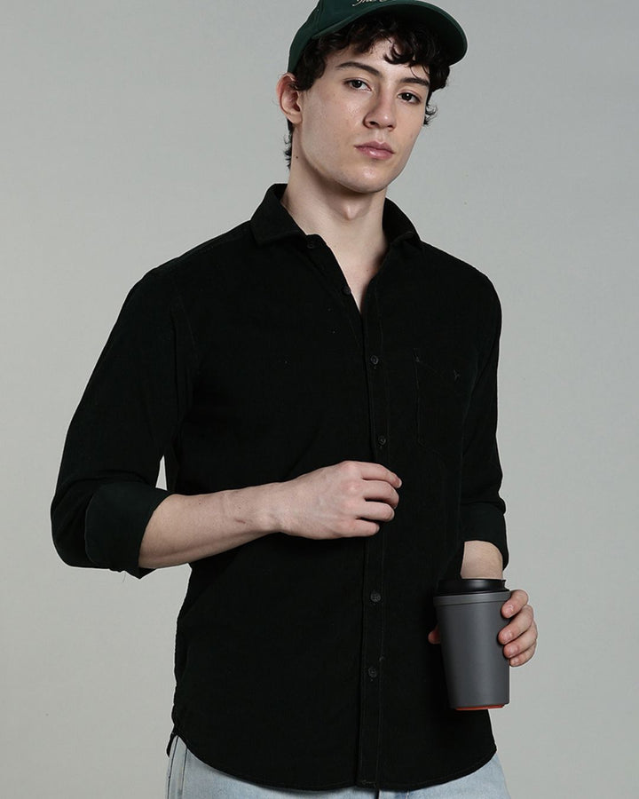 Bottle Green - Full-Corduroy Shirt