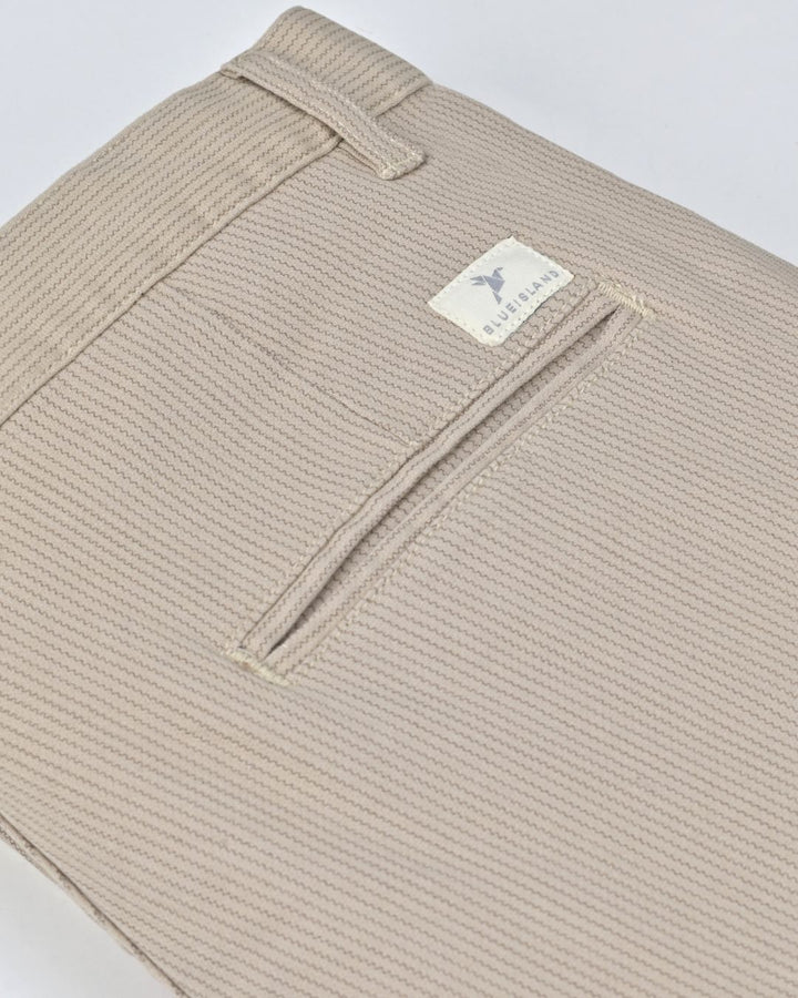 Cream Seismic Wave Printed - 2 way stretch - COTTON PANT
