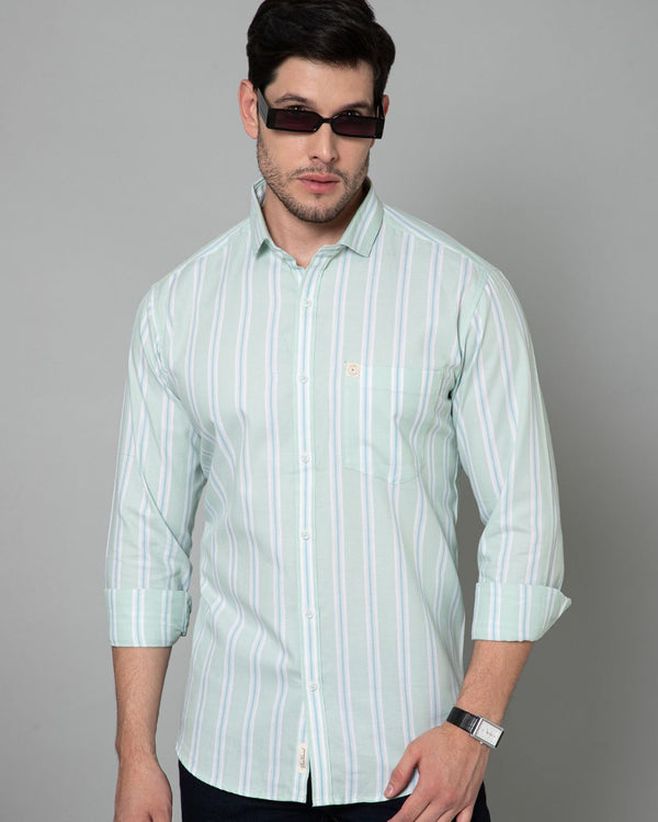 Green & Blue Line Stripes - Full-Stain Proof
