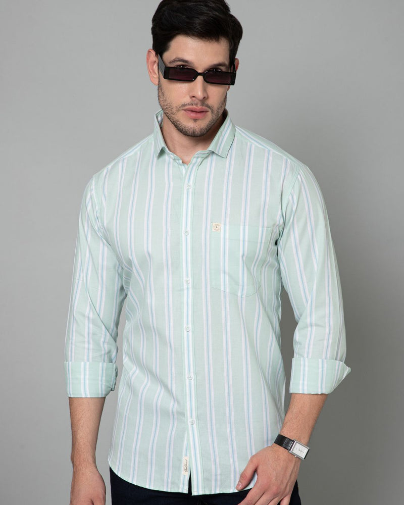 Green & Blue Line Stripes - Full-Stain Proof