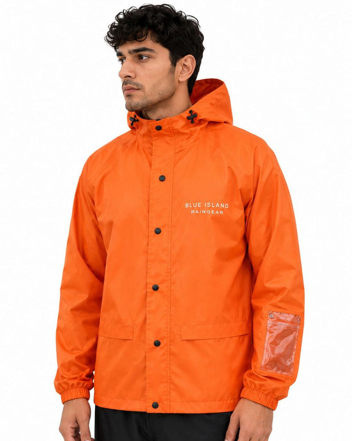 Fanta Orange - Rain Jacket with Black Pant and Mobile Pouch