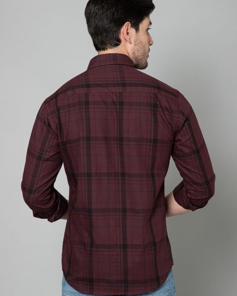 Burgundy & Black Checks - Full-Stain Proof