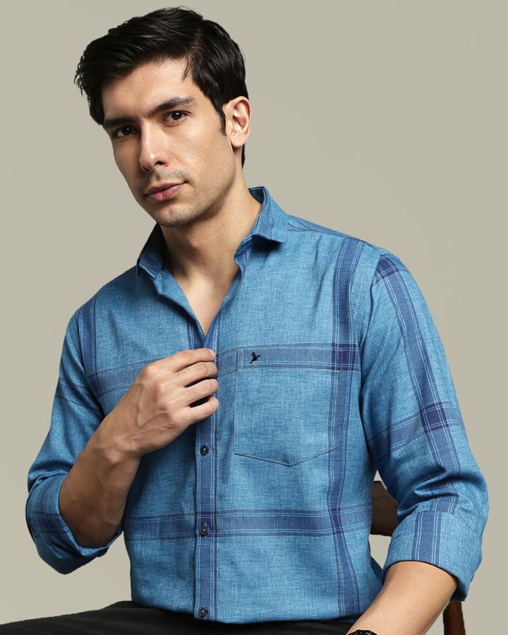 Denim Blue Large Checks -Full-Stain Proof
