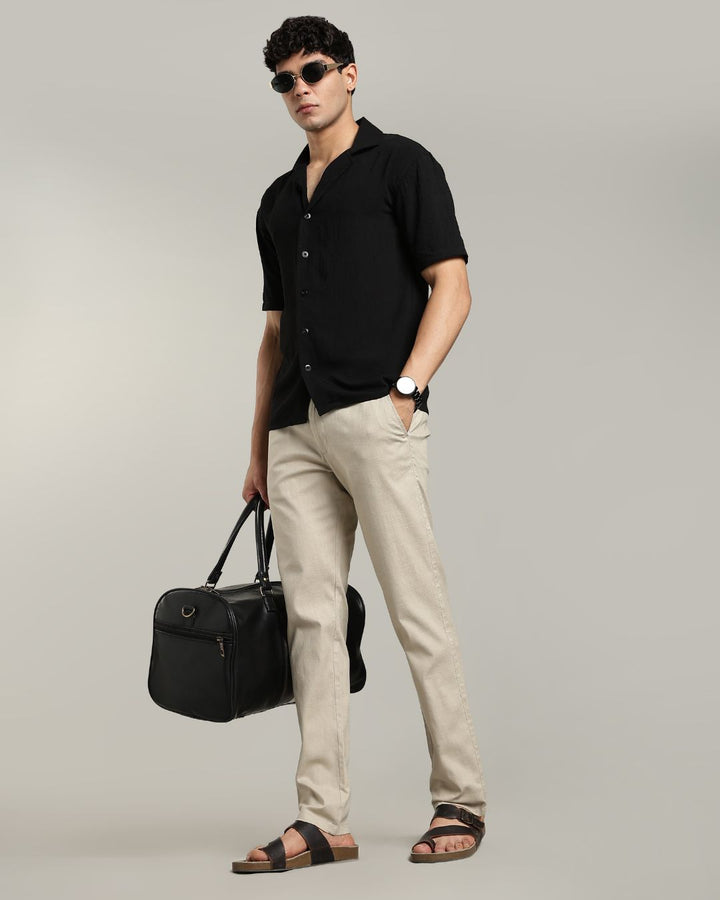 Dusty Cream - 2 way stretch - COTTON LINEN PANT