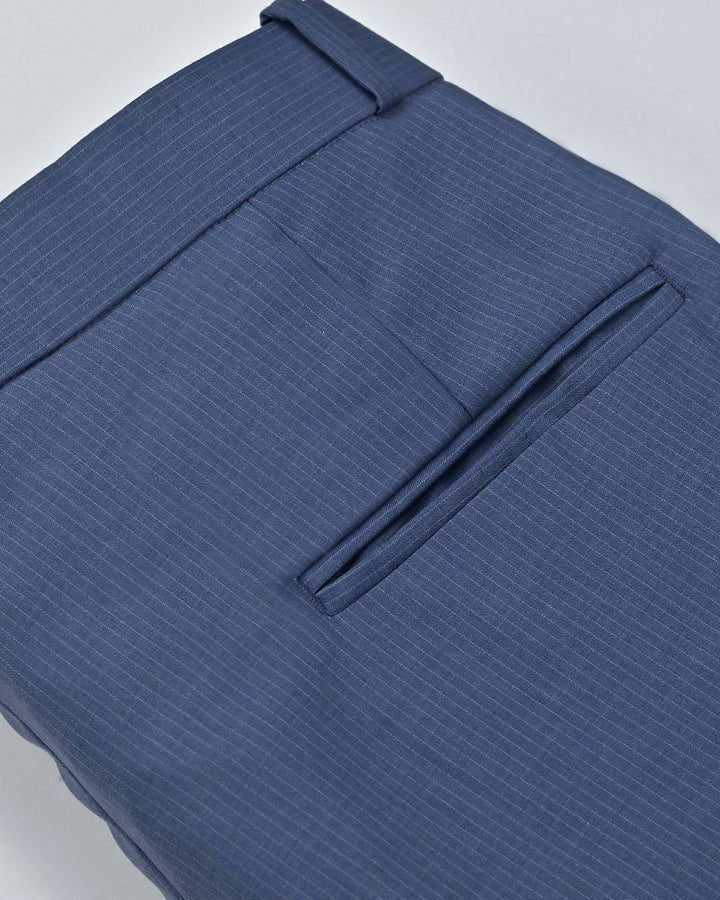 Steel Blue Mini Stripes - Wrinkle free Formal Pant