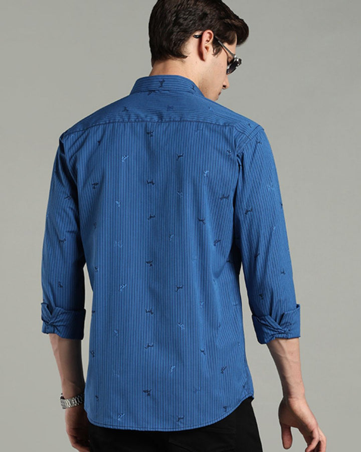 Blue Pet Striped Print -Full-Stain Proof