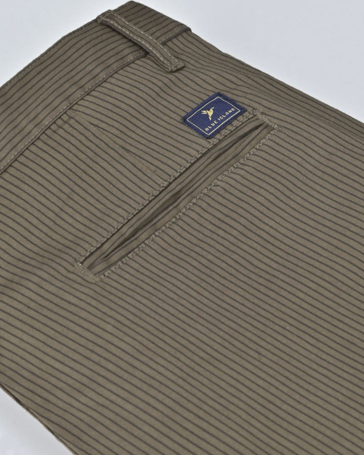 Olive Solo Stripes - 2 way stretch - COTTON PANT