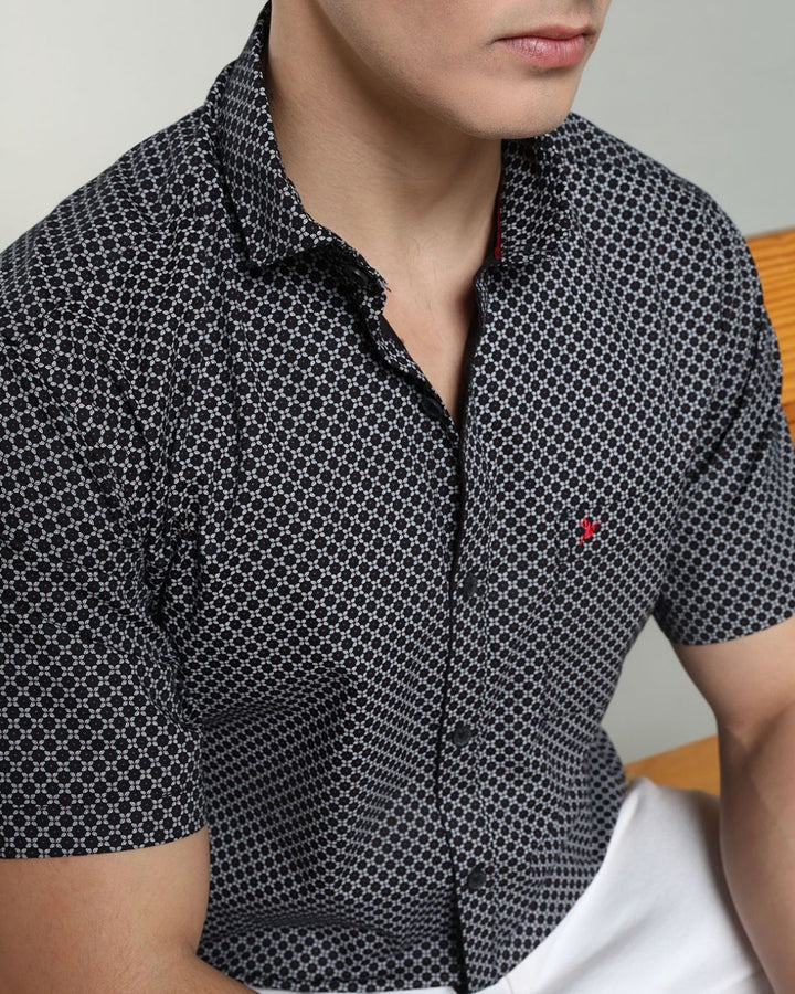 Black Round Print -Half-Stain Proof