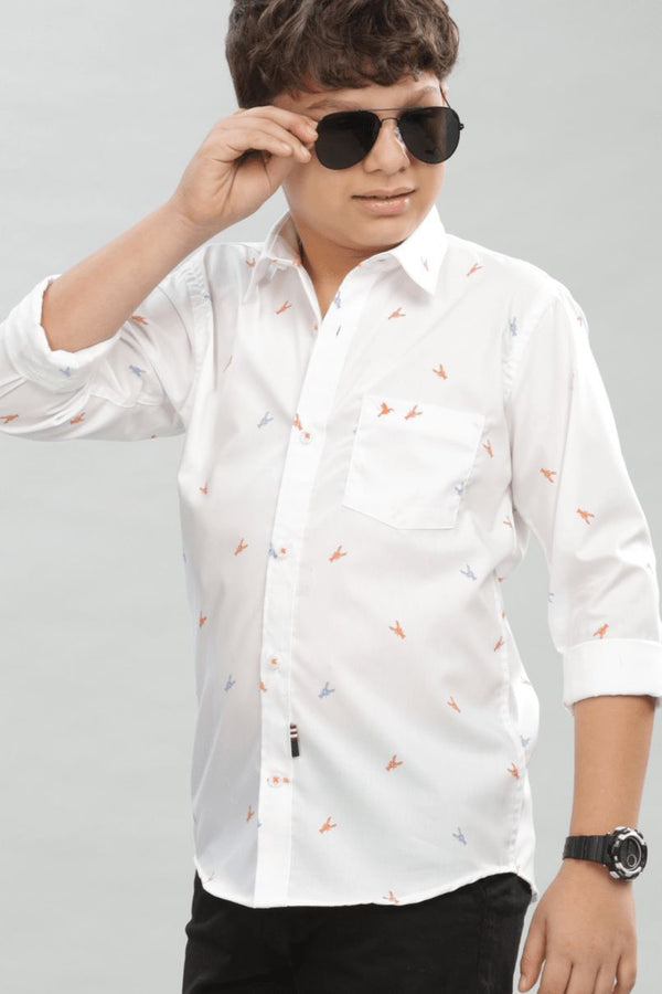 KIDS - White Lobster Print-Stain Proof Shirt