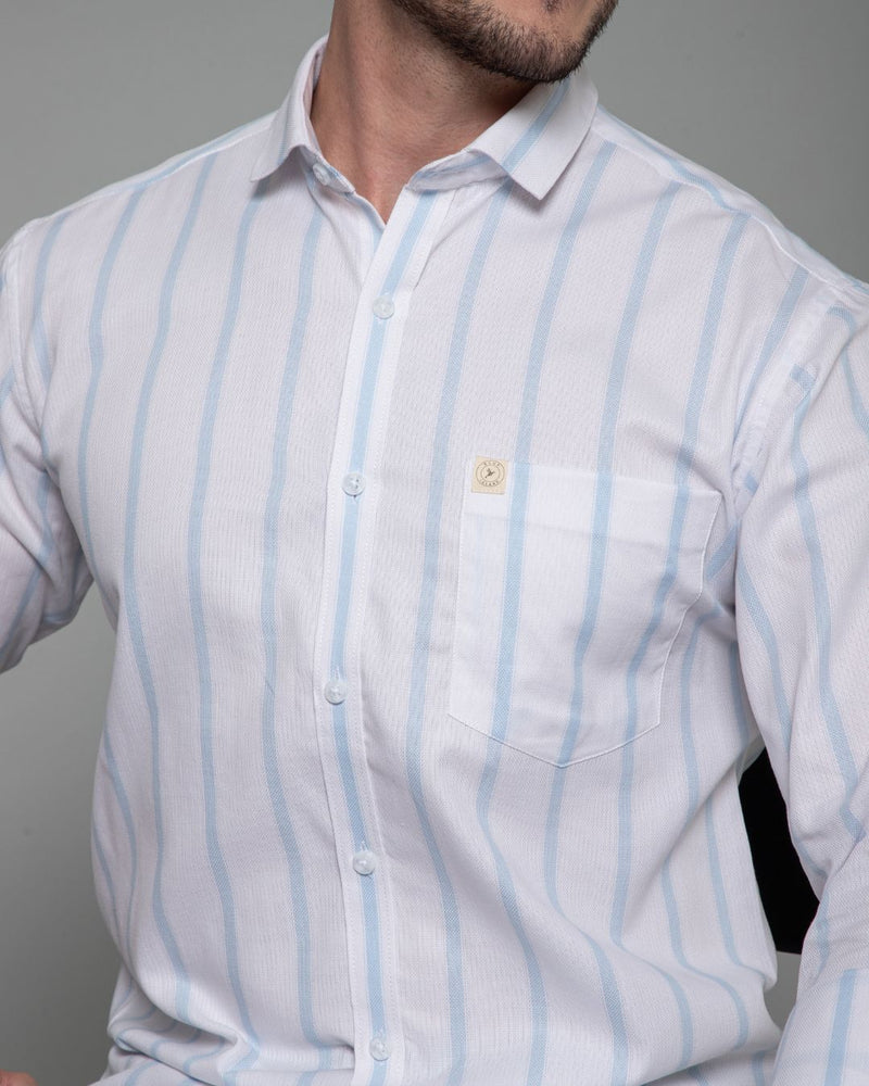 Blue & White Grid Line Stripes - Full-Stain Proof