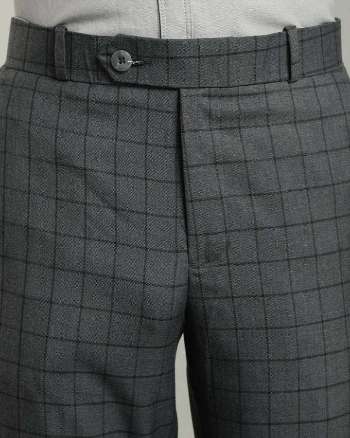 Slate Grey Box Checks - Wrinkle free Formal Pant