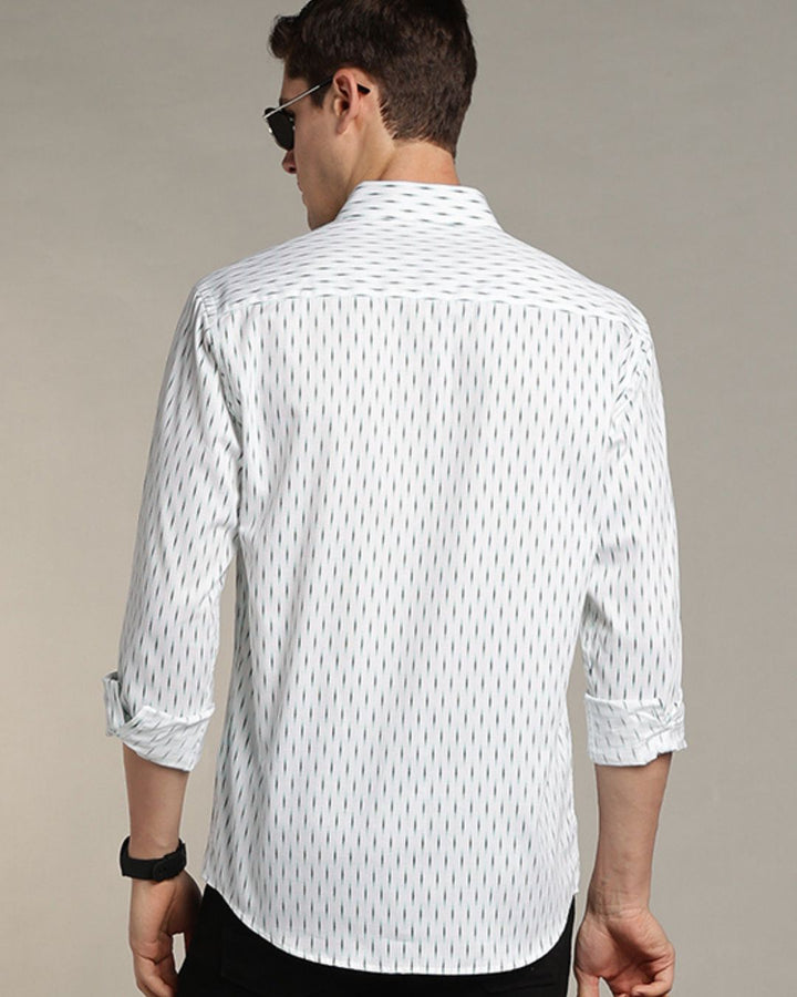 White & Green Print -Full-Stain Proof