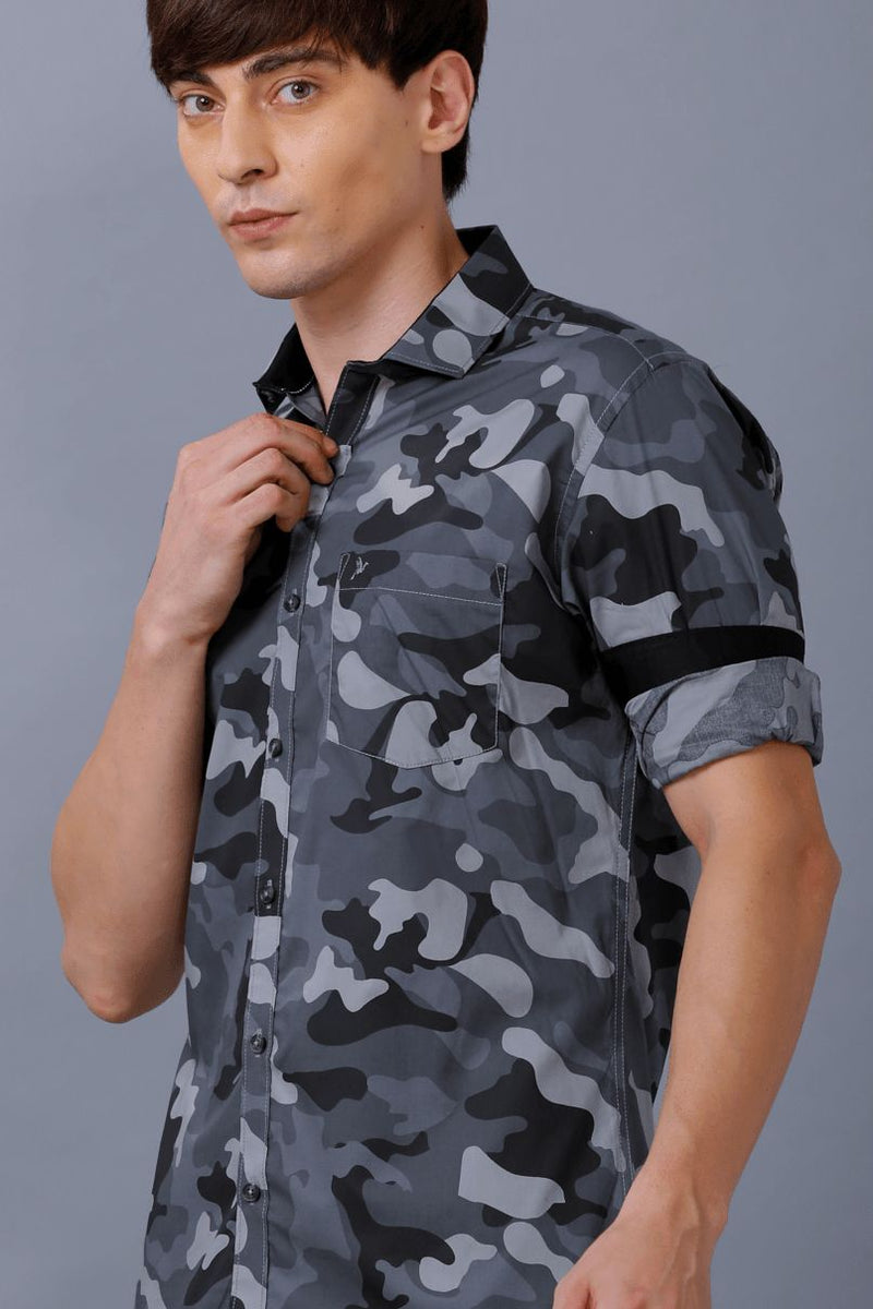 Black Camouflage Print -Full-Stain Proof