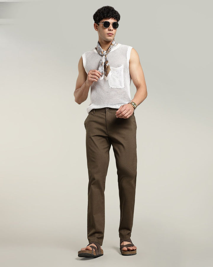 Dark Green - 2 way stretch - COTTON LINEN PANT