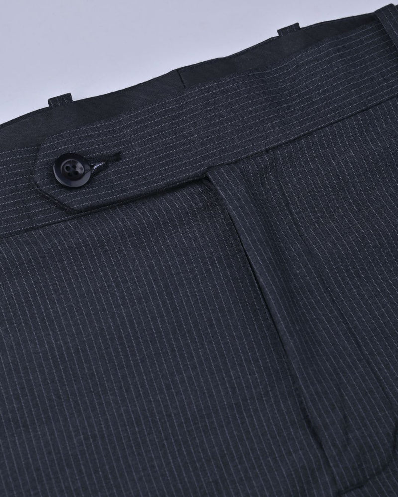 Blackish Grey Mini Stripes - Wrinkle free Formal Pant