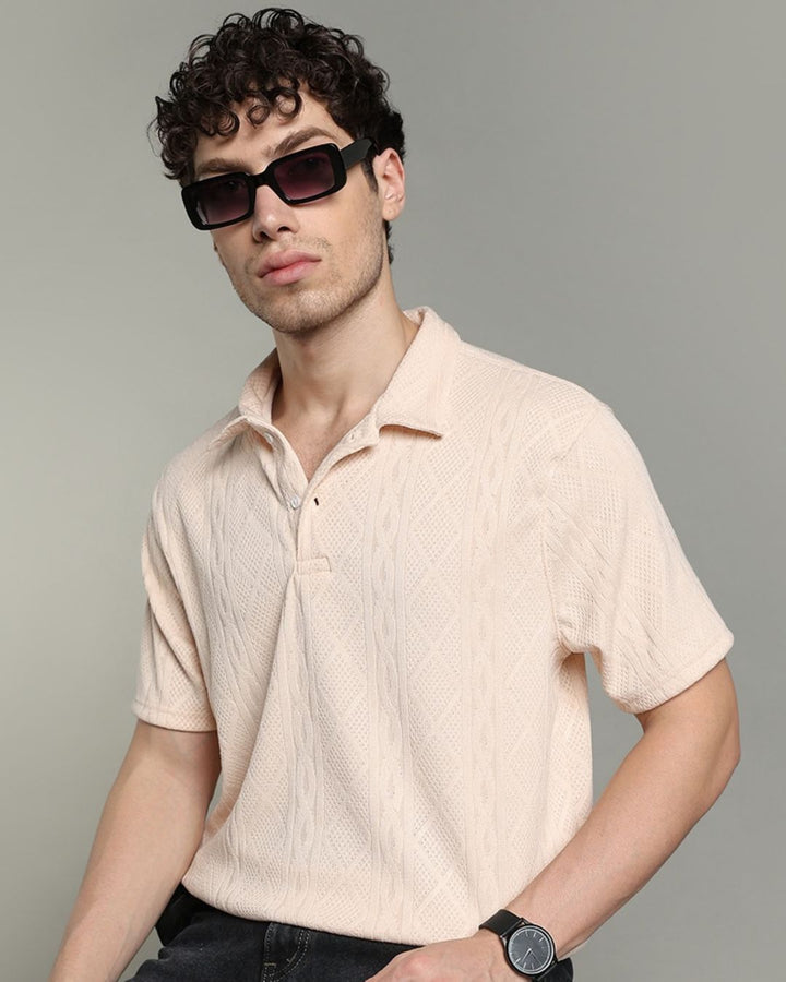 Cream Infinity Textured - Polo Tshirt
