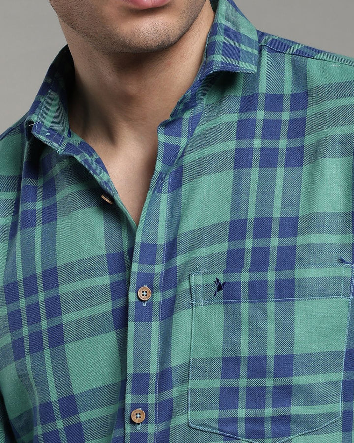 Teal Green & Navy Checks -Full-Stain Proof