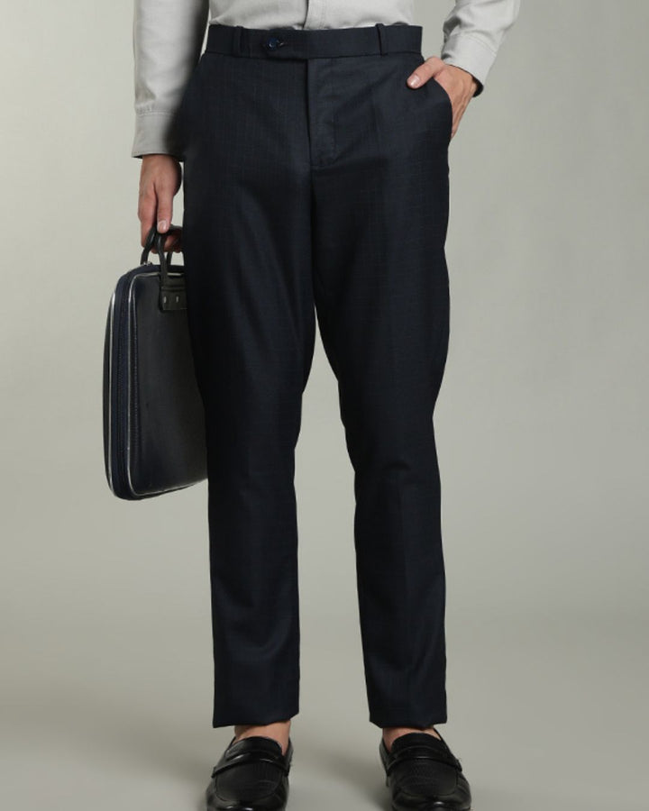 Navy Box Checks - Wrinkle free Formal Pant