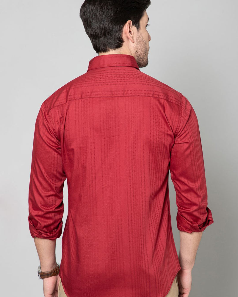 Cherry Red Self Design - Full-Stain Proof
