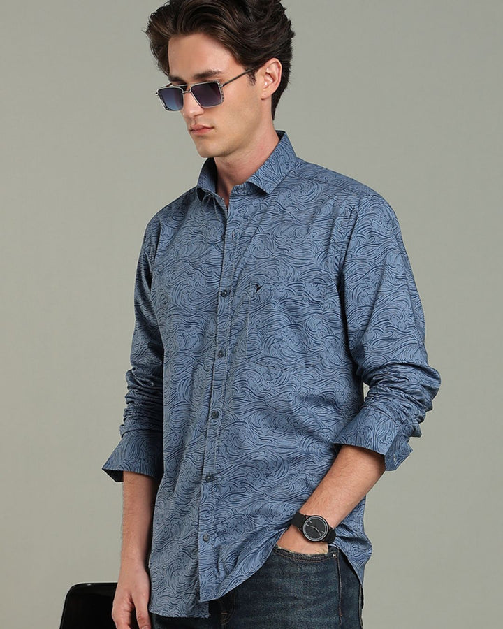 Slate Blue Ocean Print - Full-Stain Proof