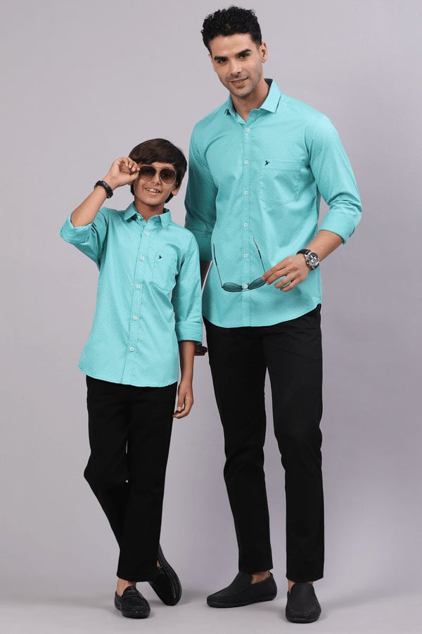 FATHER & SON - Turq. Green Diamond Print