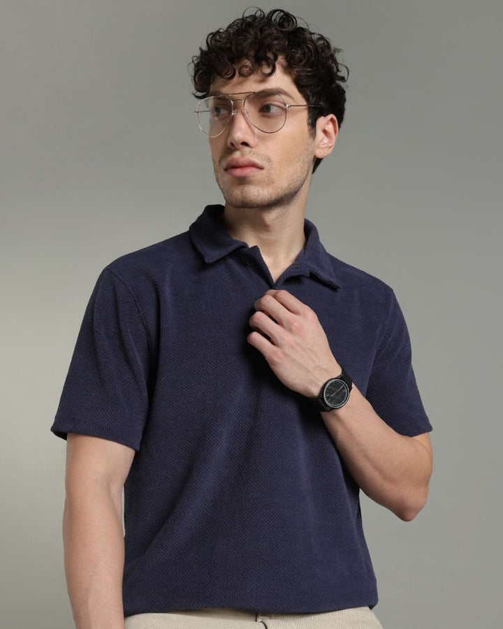 Metal Blue Pop Textured - Polo Tshirt