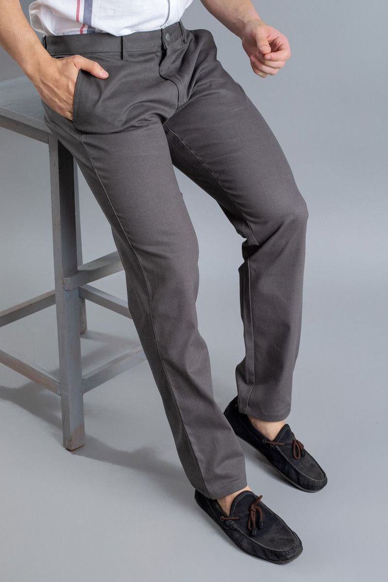 Metal Grey Printed - 2 way stretch - COTTON PANT