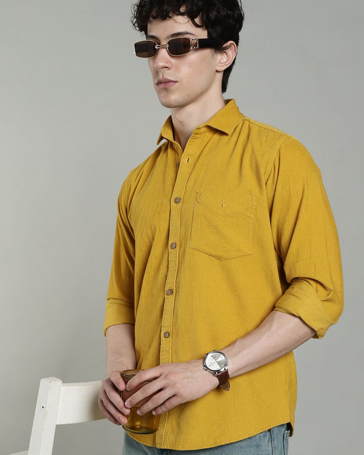 Mustard Yellow - Full-Corduroy Shirt