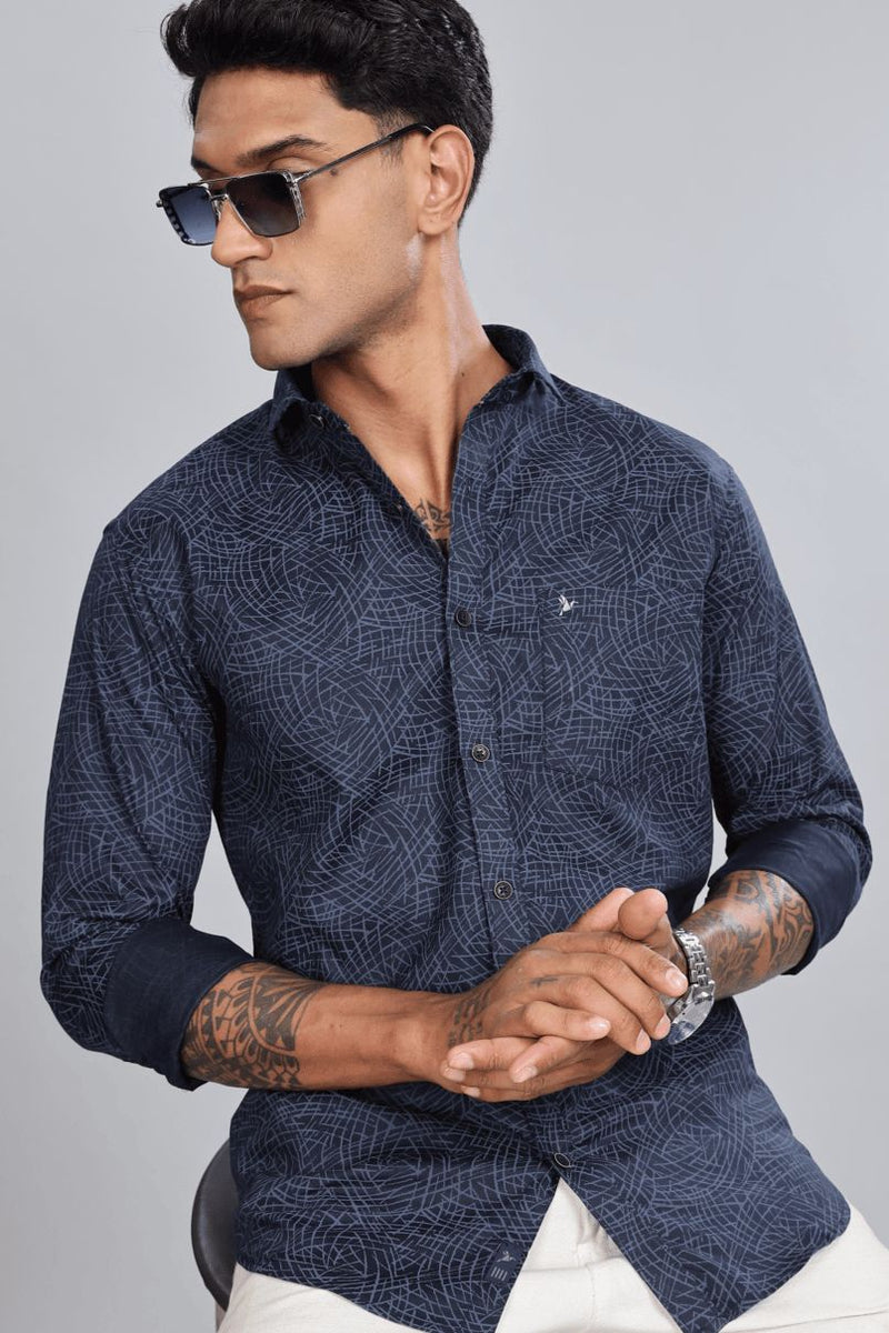 Navy Tribal Print -Full-Stain Proof