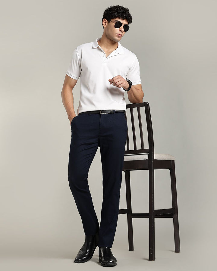 Natural Navy - 2 way stretch - COTTON LINEN PANT