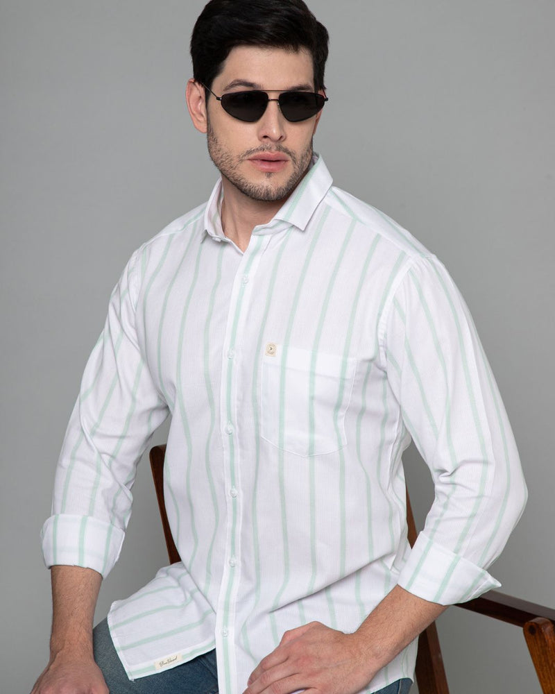 Green & White Grid Line Stripes - Full-Stain Proof