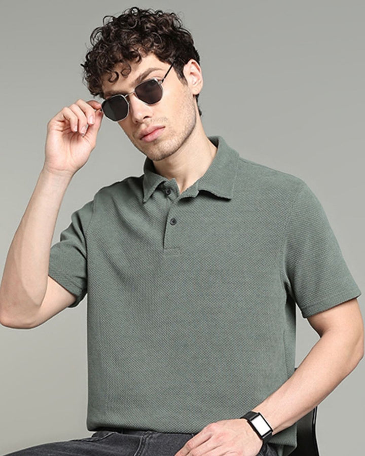 Sage Green Pop Textured - Polo Tshirt