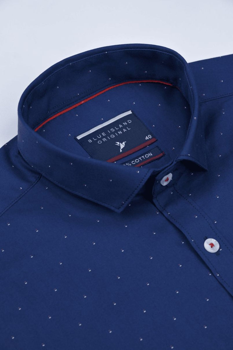 Navy Double dot Print -Full-Stain Proof