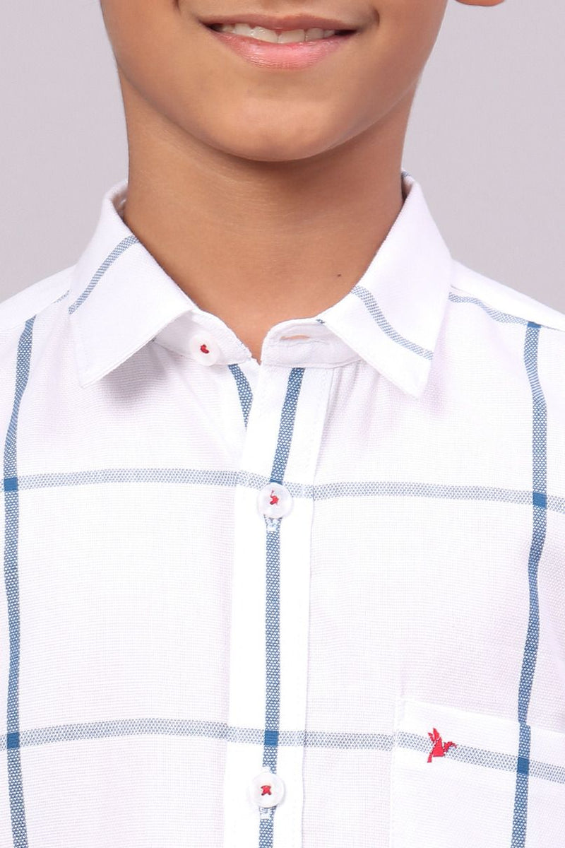 KIDS - Navy on White Large Checks-Full-Stain Proof Shirt