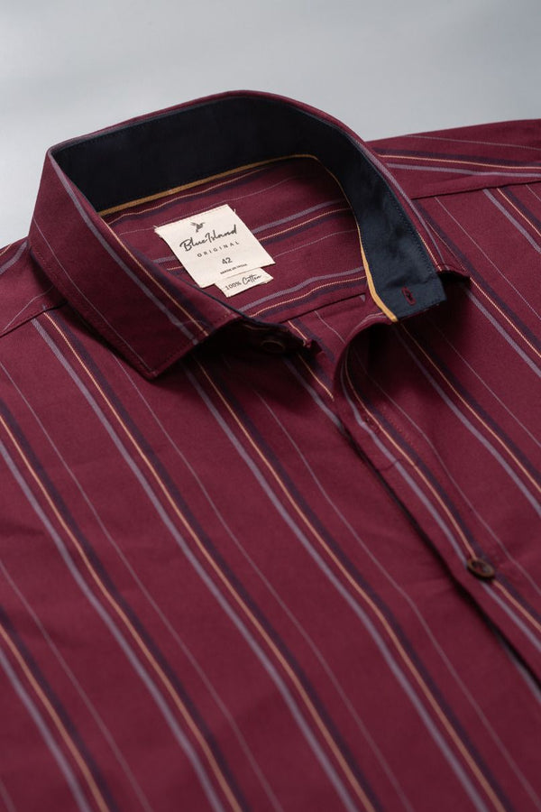 Maroon Red Vertical Stripes - Full-Stain Proof