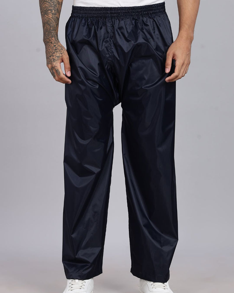 Navy with Red Border - Rain Jacket with Pant and Mobile Pouch