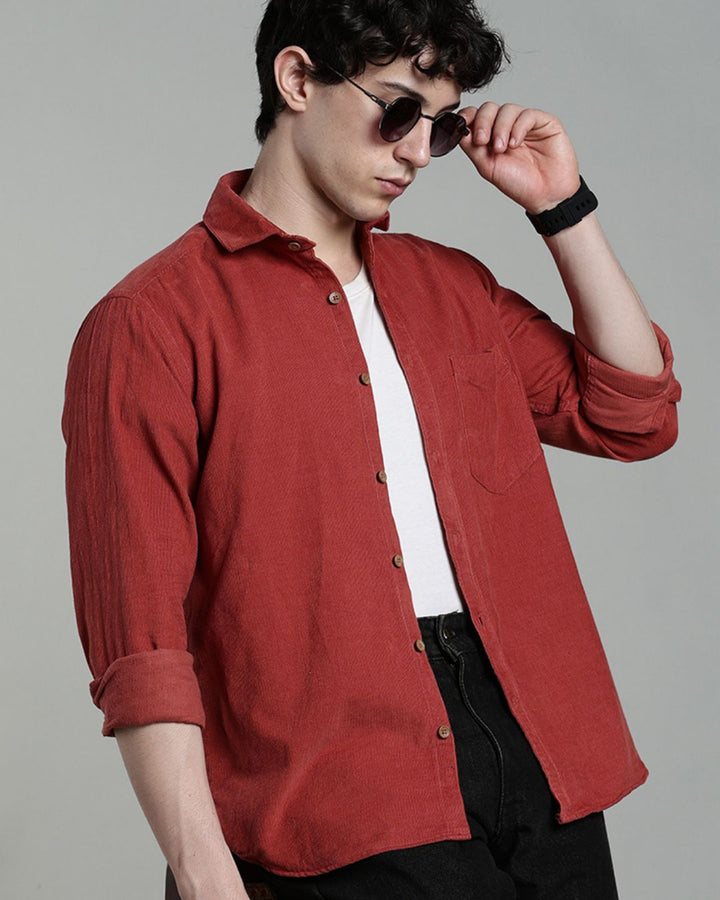 Brick Brown -Full-Corduroy Shirt