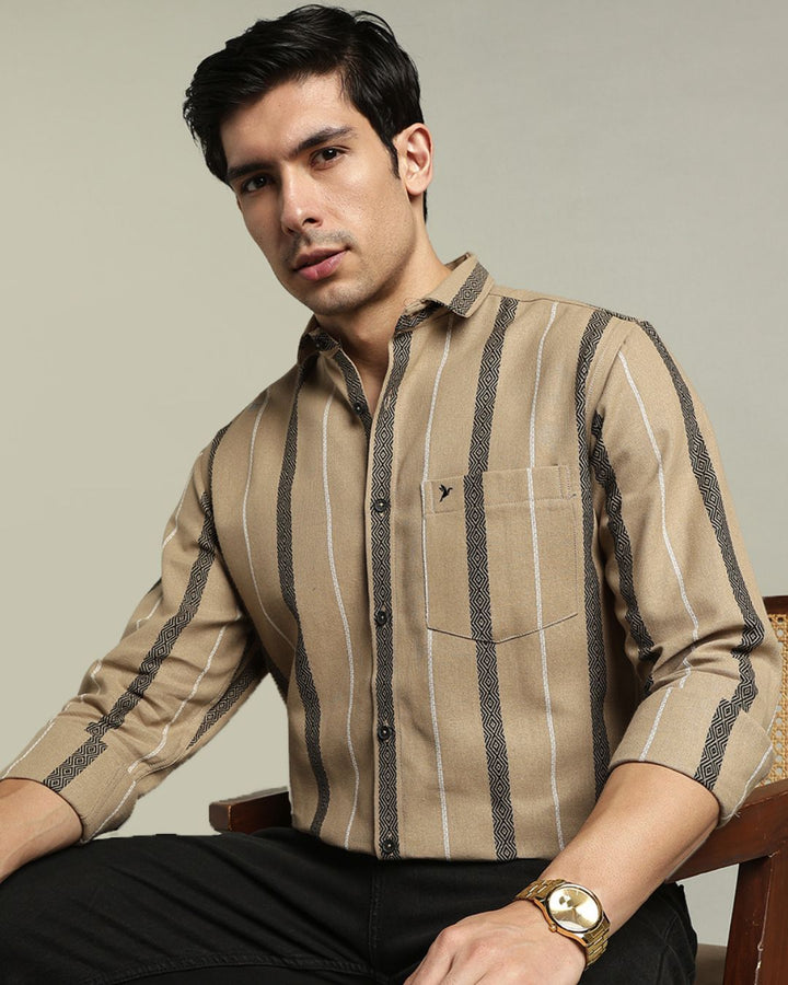 Desert Cream Monochrome Stripes  -Full-Stain Proof