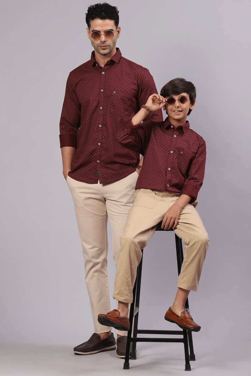 FATHER & SON - Maroon Red Print