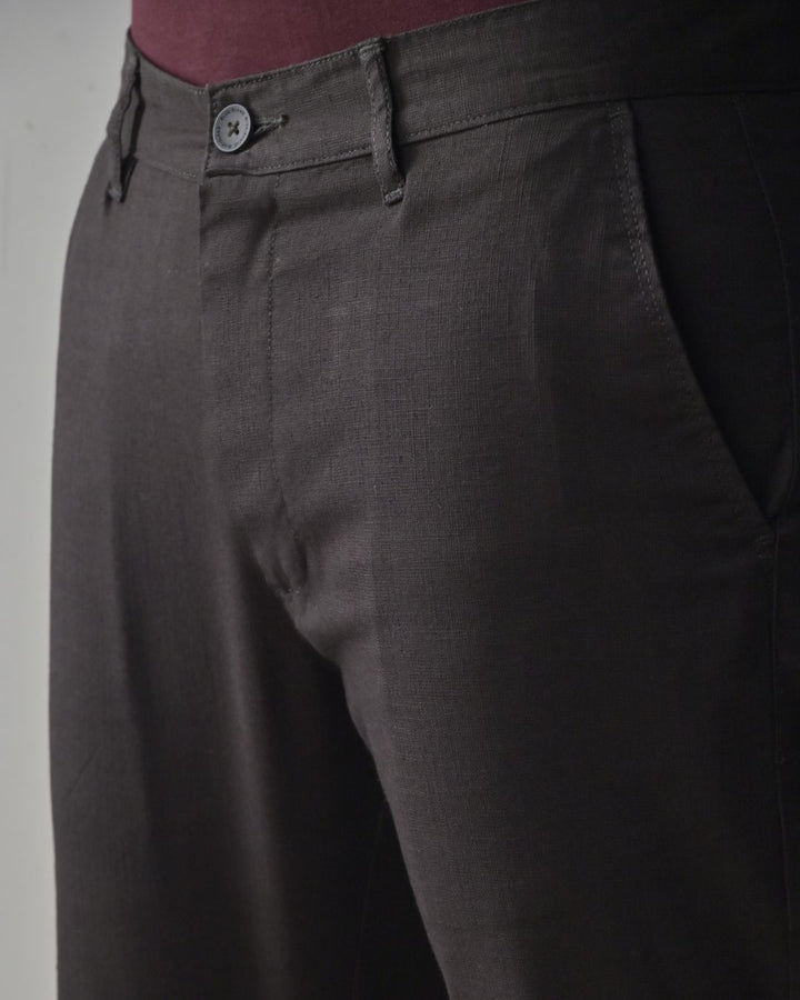 Teak Brown - 2 way stretch - COTTON LINEN PANT