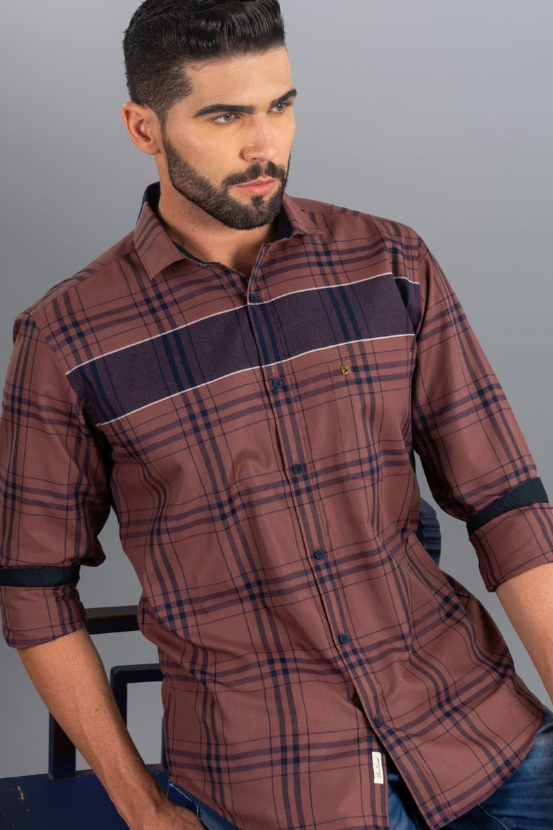 Brown and Navy Checks - Full-Stain Proof